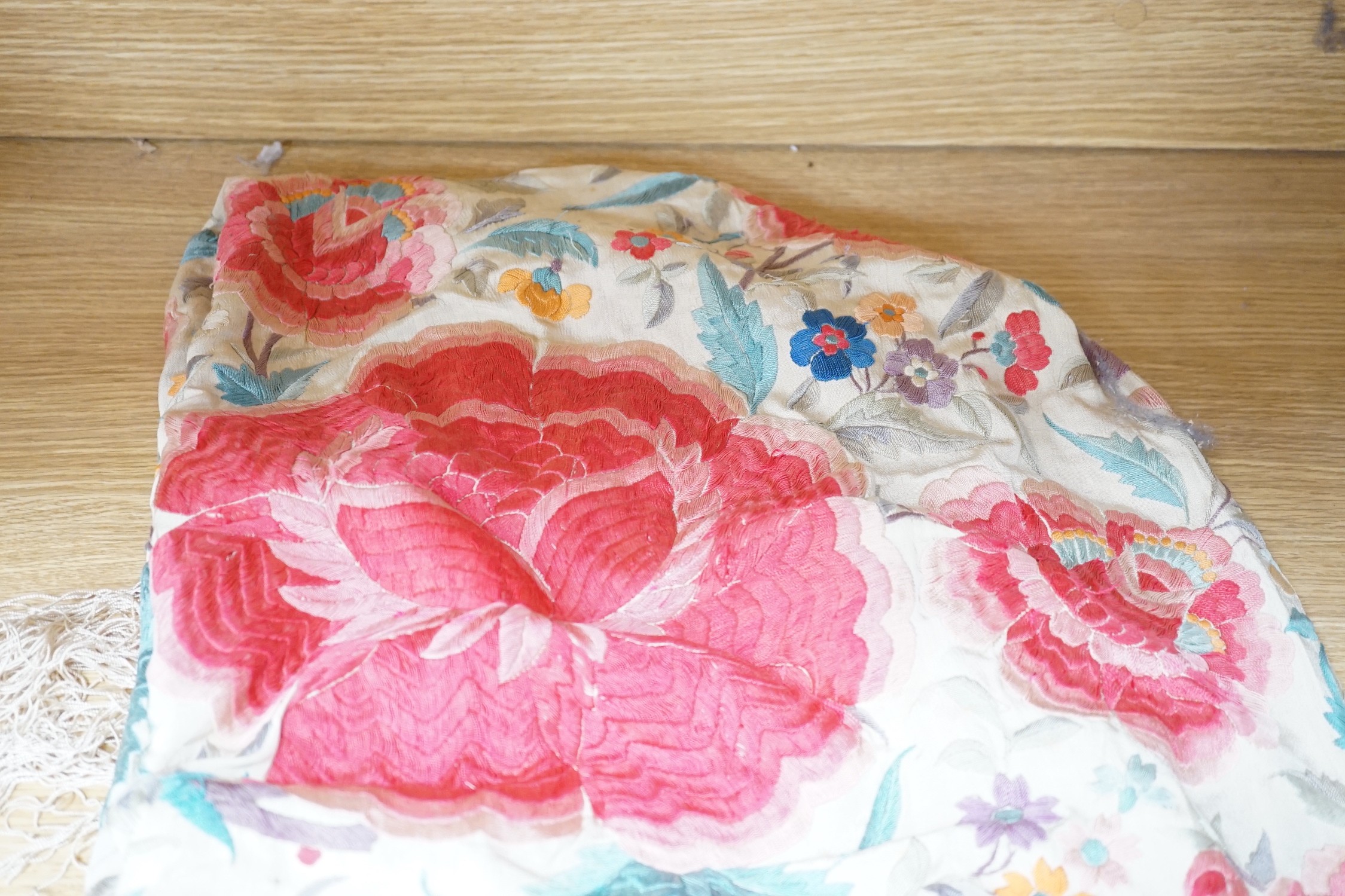 A Spanish polychrome embroidered shawl, circa early 20th century
